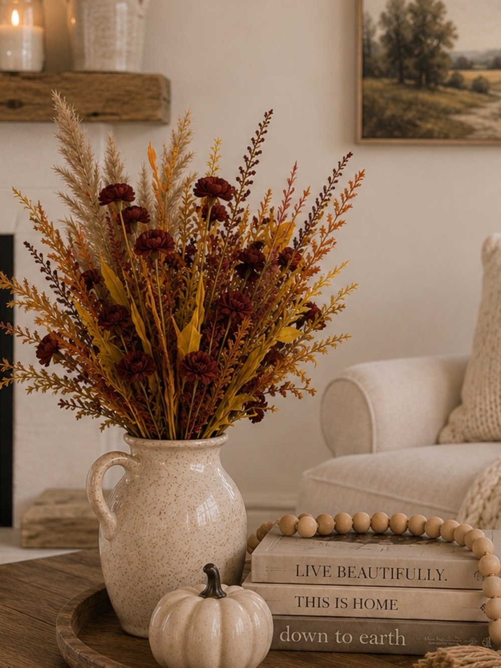 Autumn Floral Bouquet - Yellow and Burgundy